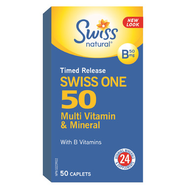 Swiss Natural Timed Release SWISS ONE 50 Multi Vitamin & Mineral Swiss Natural Timed Release SWISS ONE 50 Multi Vitamin & Mineral