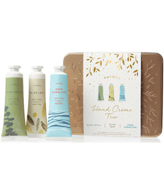 Thymes Hand Cream Trio: Eucalyptus, Olive Leaf & Aqua Coralline