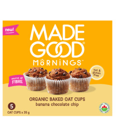 MadeGood Mornings Organic Baked Oat Cups Banana Chocolate Chip