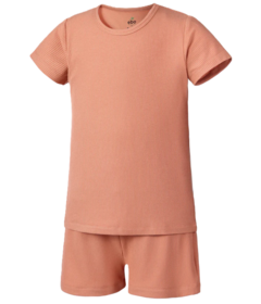 Earth Baby Outfitters Bamboo Ribbed Short Sleeve Pajama Set Coffee