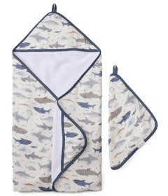 Loulou Lollipop Muslin Hooded Towel Set Sharks