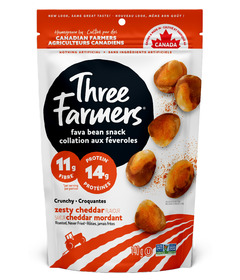 Three Farmers Roasted Fava Beans Zesty Cheddar