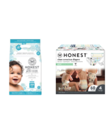 The Honest Company Plant Based Wipes and Space Travel Diapers Size 4 Bundle