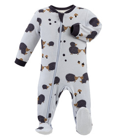 ZippyJamz Footed Organic Cotton Sleeper Hedgehugs & Kisses Purple