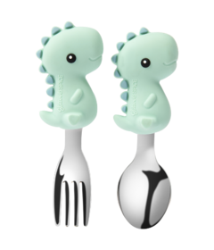 Glitter & Spice Spoon & Fork Set Dino