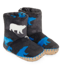 Hatley Fuzzy Fleece Slippers Polar Bear Silhouette