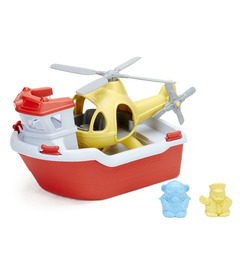 Green Toys Rescue Boat & Helicopter 