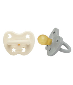 Hevea Pacifier Round Teat Milky White and Gorgeous Grey