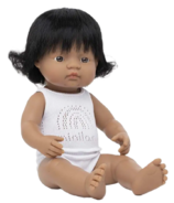 Miniland Girl Doll avec des cheveux brun foncé