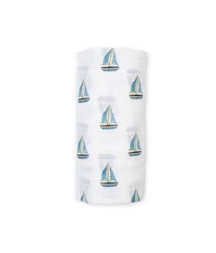 Lulujo Vintage Swaddle Blanket Muslin Cotton LG Sailboat