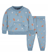 Gerber Baby Sweatshirt & Pant Set Blue Leaves