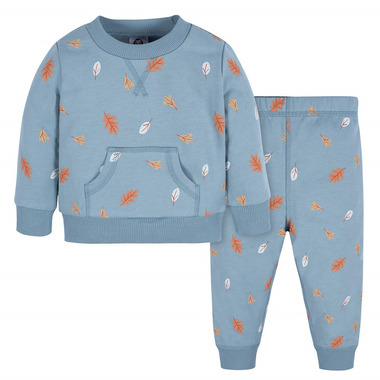 Buy Gerber Baby Sweatshirt & Pant Set Blue Leaves at
