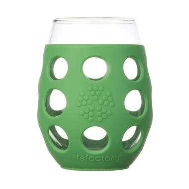 Lifefactory Small Wine Glasses with Grass Green Silicone Sleeve Lifefactory Small Wine Glasses with Grass Green Silicone Sleeve
