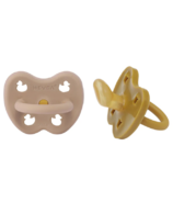 Hevea Natural Rubber Pacifier with Orthodontic Teat Pack Beige & Honey