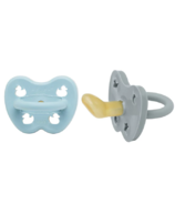 Hevea Natural Rubber Pacifier with Orthodontic Teat Pack Blue & Grey