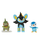 Set de figurines de combat Pokemon Axew, Luxio et Piplup