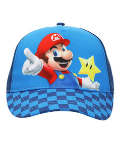 Bioworld Super Mario Bros. Mario Star Checkered Kids Snapback Hat