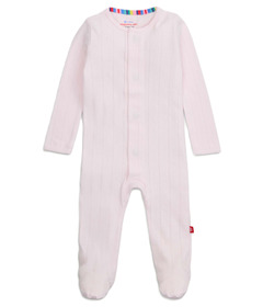 Magnetic Me Pointelle Footie Love Lines Pink