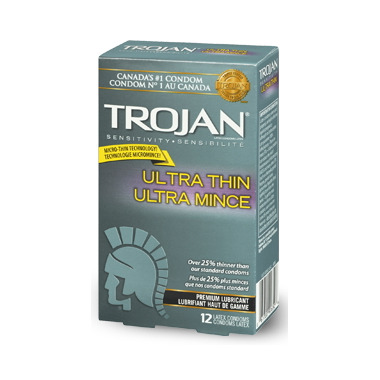 Trojan Ultra Thin Lubricated Condoms - 3 Count, Pack of 6