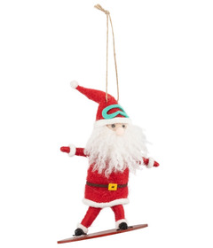 Silver Tree Felt Ornament Santa On Snowboard