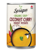 Soupe de patates douces au curry et à la noix de coco de Sprague Organic