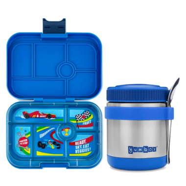 Yumbox Surf Blue Race Cars 6 Compartment Bento Box