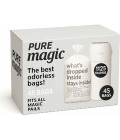 Pure Magic Plastic Diaper Pail Bags For Telescopic Bin White