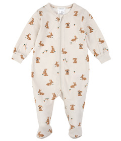 Petit Lem Firsts Sleeper Bunnies on Creme Beige