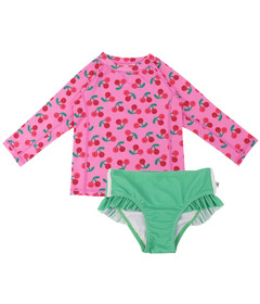 ZOOCCHINI Rashguard Swim Top and Bikini Bottom Cherry