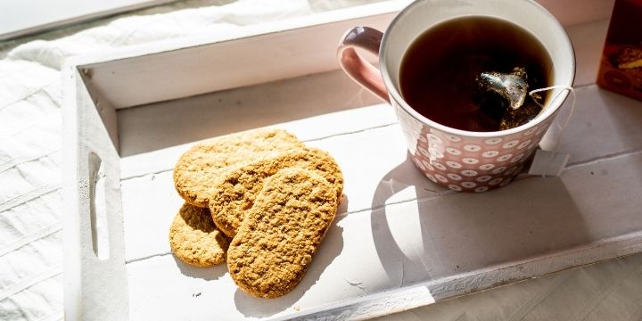 Nairn's cookies with a cup of coffee