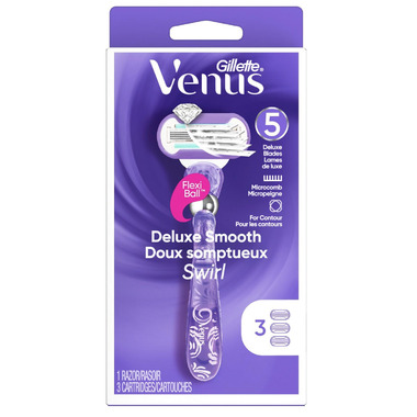 Buy Gillette Venus Deluxe Smooth Swirl Women's Razor Handle + 3 Blade ...