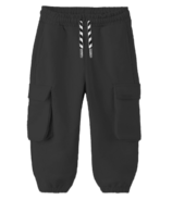 Pantalon de jogging cargo à cordon de serrage en bambou pour enfants Whistle & Flute, noir