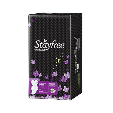 HSA Eligible  Stayfree Ultra Thin Pads Overnight with Wings