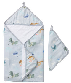 Loulou Lollipop Hooded Towel Set Magical Dragons
