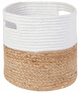 Now Designs Heirloom White Block Small Cotton Jute Basket