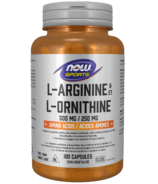 NOW Foods Sports L-Arginine 500mg & L-Ornithine 250mg