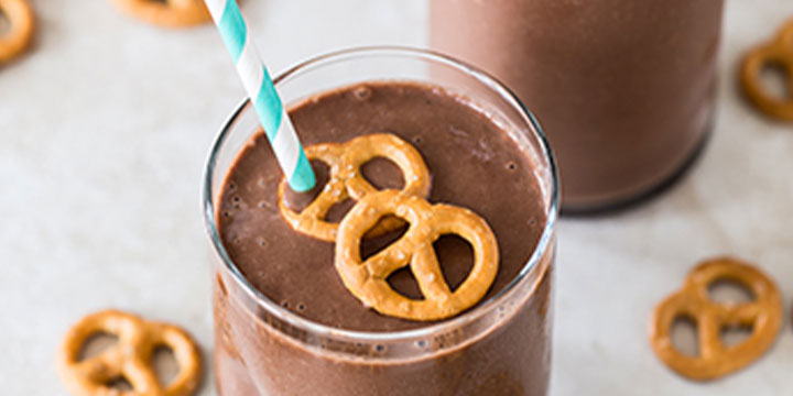 chocolate milk with pretzels