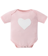 Earth Baby Outfitters Short Sleeve Bamboo Embroidery Onesie Pink Heart