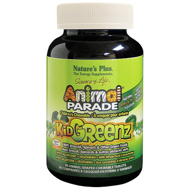 Animal Parade, Kid Greenz, Children's Chewable Green Food Supplement,  Tropical Fruit, 90 Animal-Shaped Tablets