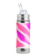 Pura Straw Bottle with Pink Swirl Sleeve