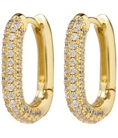 Luv Aj Pave Chain Link Huggies Gold