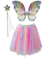 Great Pretenders Rainbow Sequins Skirt With Wings & Wand