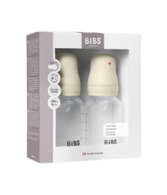 BIBS Round Silicone Slow Flow Baby Bottle Pack Ivory