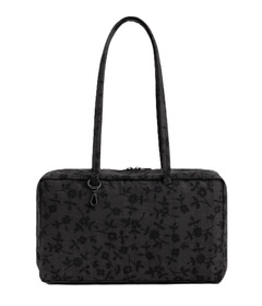 BAGGU Medium Nylon Bowler Bag Charcoal Ditsy Floral