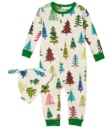 Little Blue House By Hatley Baby Coverall & Hat Christmas Trees