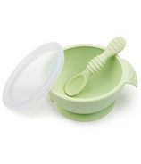 Bumkins Silicone First Feeding Set Bowl with Lid & Spoon Sage