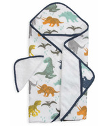 Little Unicorn Ensemble serviette de bain à capuche en coton et gant de toilette pour bébés, motif Dino Friends