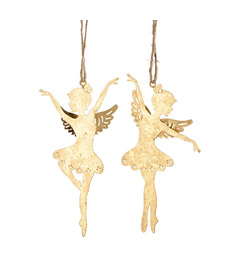 Silver Tree Metal Angel Ballerina Ornaments Gold Foil