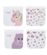 Melii Reusable Snack Bags With Zip Closure Cat and Unicorn