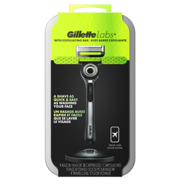 Buy Gillette Labs Chrome Exfoliating Razor with Travel Case + 3 ...